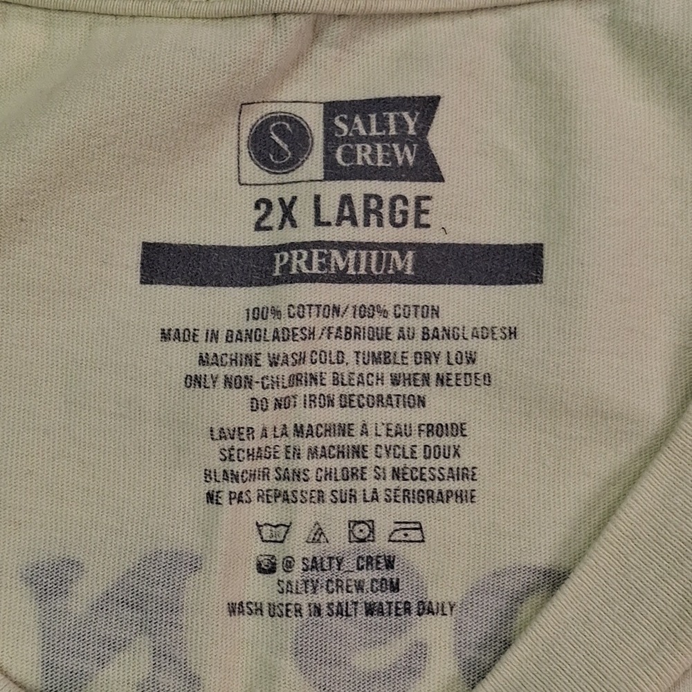 Salty Crew Birds Nest Reel Repair Graphic T-Shirt Mens 2XL Yellow Sink or Swim - Picture 9 of 11